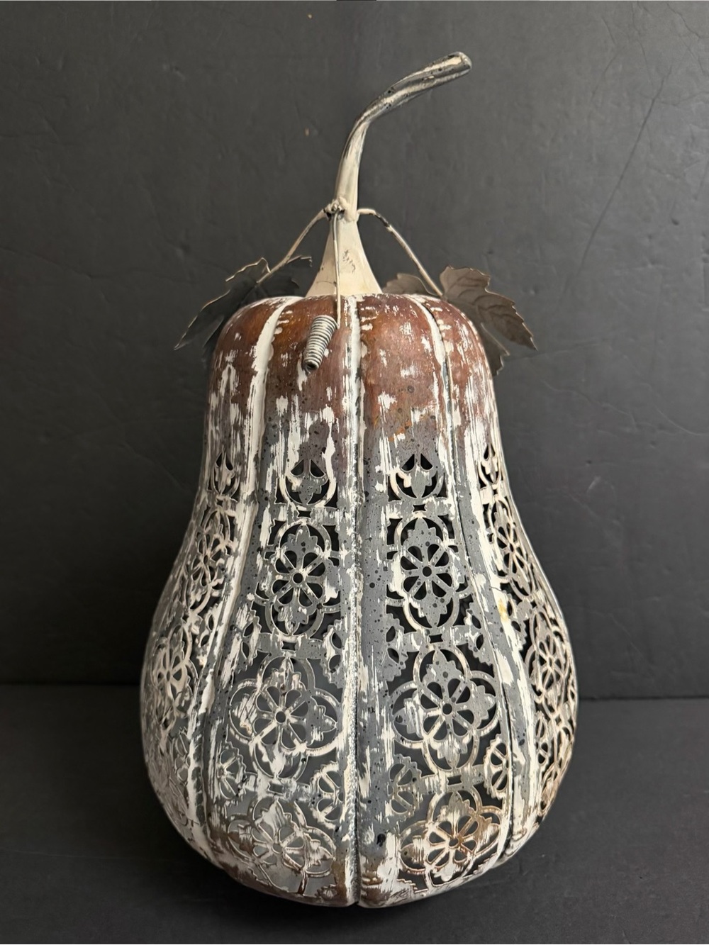 Rusted Metal Cutout Decorative Metal Pumpkin 17,5” Home Accents